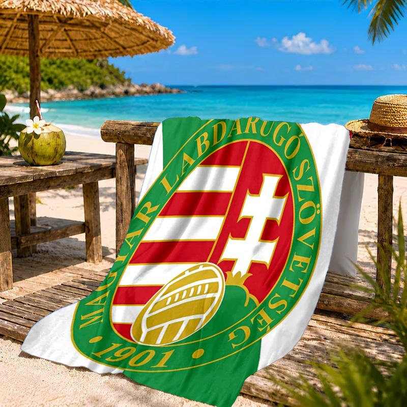 Hungarian Football Emblem Beach Towel, Quick-drying, Easy to Care for, Suitable for Both Fitness and Beach Vacations,Sports Essential