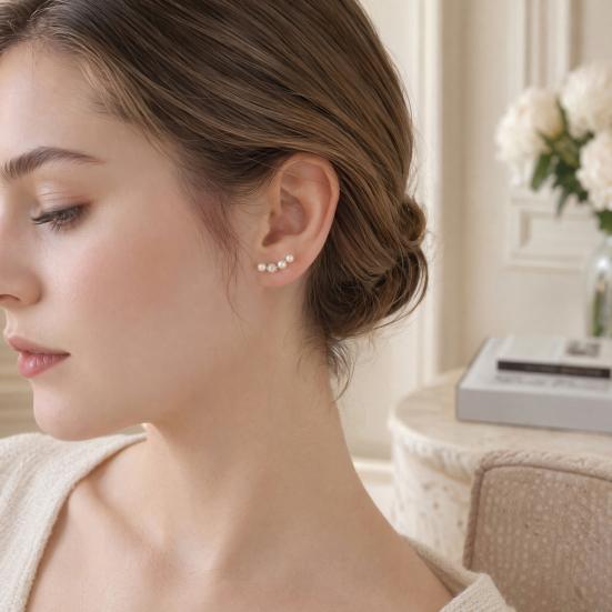 1 Pair Stud Earrings for Women, Lightweight Small Faux Pearls Earrings, Elegant Jewelry for Daily Wear Special Occasions