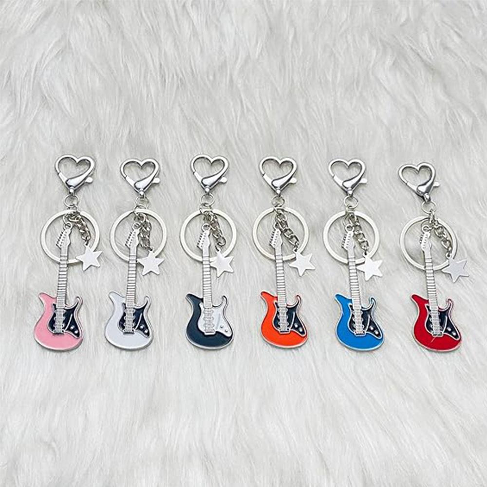 A Creative Classic Mini Rock Electronic Guitar-Shaped Key Chain Pendant Fashion Backpack Decorative b Accessories Gift