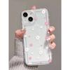 Pink White Love Flower Applicable iPhone16 Airbag 15 Apple 14 Mobile Phone Case 13promax Transparent 12 Premium