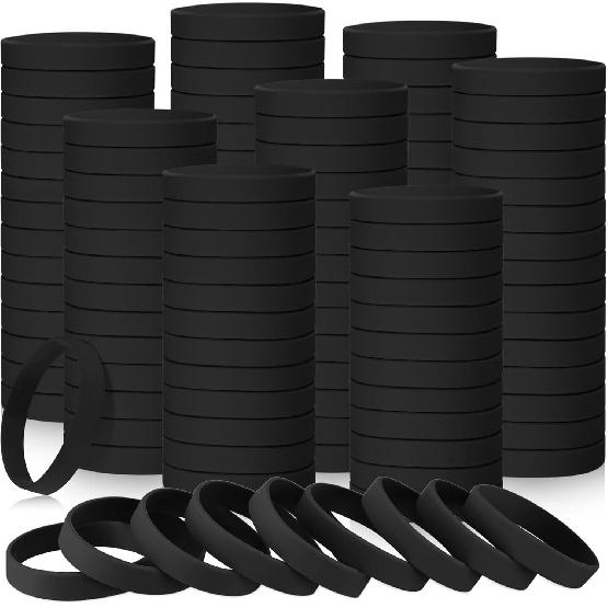 Liliful 50 Pcs Plain Silicone Rubber Bracelets Elastic Rubber Wristbands Blank Colored Bracelet Sports Bands for Stretch Wristband Wrist Bands for