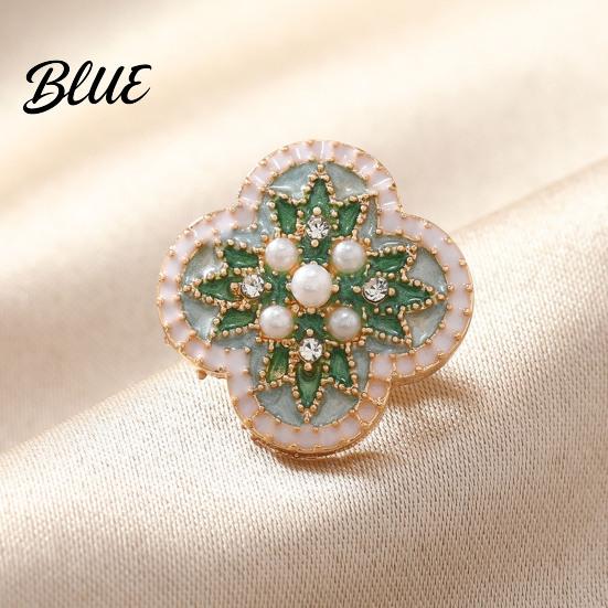Decorative Lapel Pin Women Brooch Imitation Pearls Enamel Glaze Flower