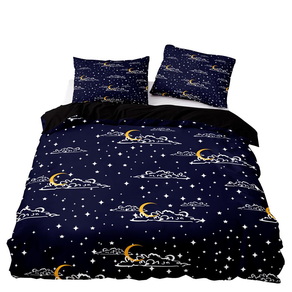 Sternschnuppen Bettbezug Set Nachthimmel Leuchtende Sterne Thema Bettdeckenbezug für Kinder Jugendliche Erwachsene Polyester Steppdeckenbezug King Size
