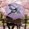 1pc Butterfly Flowers Automatic Folding Umbrella 8 Rib Iron Frame,  Suitable for Travel, Daily Use, Birthday, Women & Men Gift c1231066