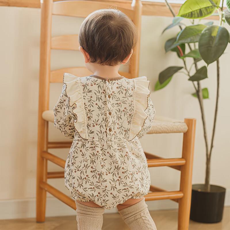 Guaiqi Bear Infant Girl's Long-Sleeve Cotton Bodysuit