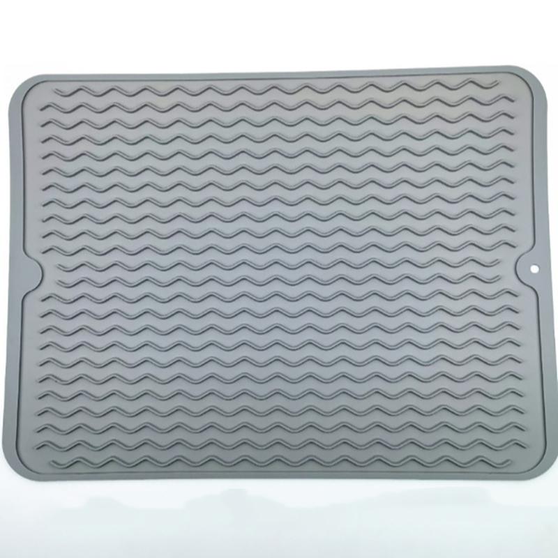 WTEMPO 1 шт силиконовый дренажный коврик для сушки посуды утолщенный изолированный кухонный коврик для столешницы нескользящий коврик для разделочной доски 3040cm серый 859₽