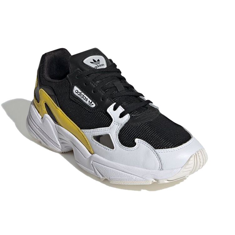 Adidas Originals Falcon Mesh Synthetic Leather Versatile Comfortable Breathable Low-Top Lifestyle Casual Shoes Women Sneaker Black Yellow White EG6708