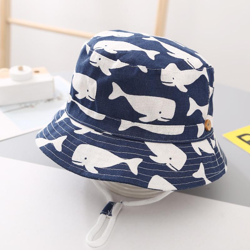 Children's hat for boys, summer baby fisherman hat, thin Korean style, large brim sun hat for older children, fashionable and trendy for girls