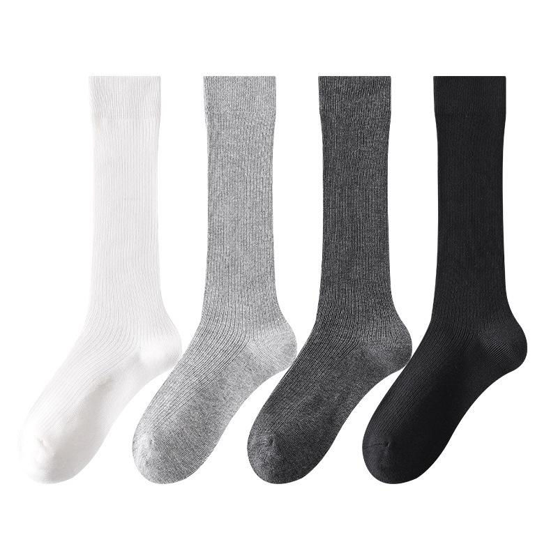 Boneless, Slightly Pressed Calf Socks, Cotton Socks for Slimming Legs, Women's White Tall Socks for Spring and Autumn