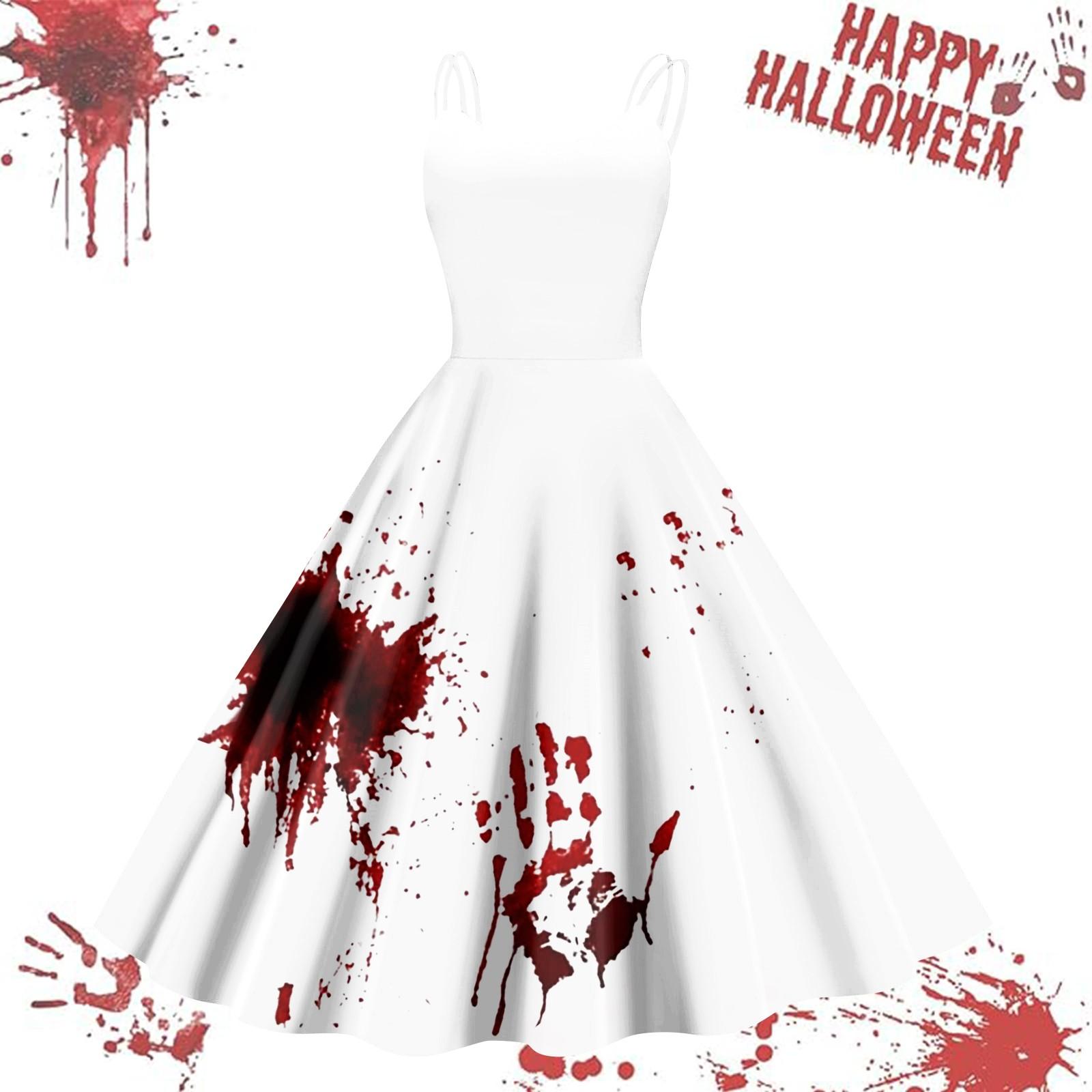 

Женское повседневное винтажное платье на подтяжках с принтом на Хэллоуин XXL белый