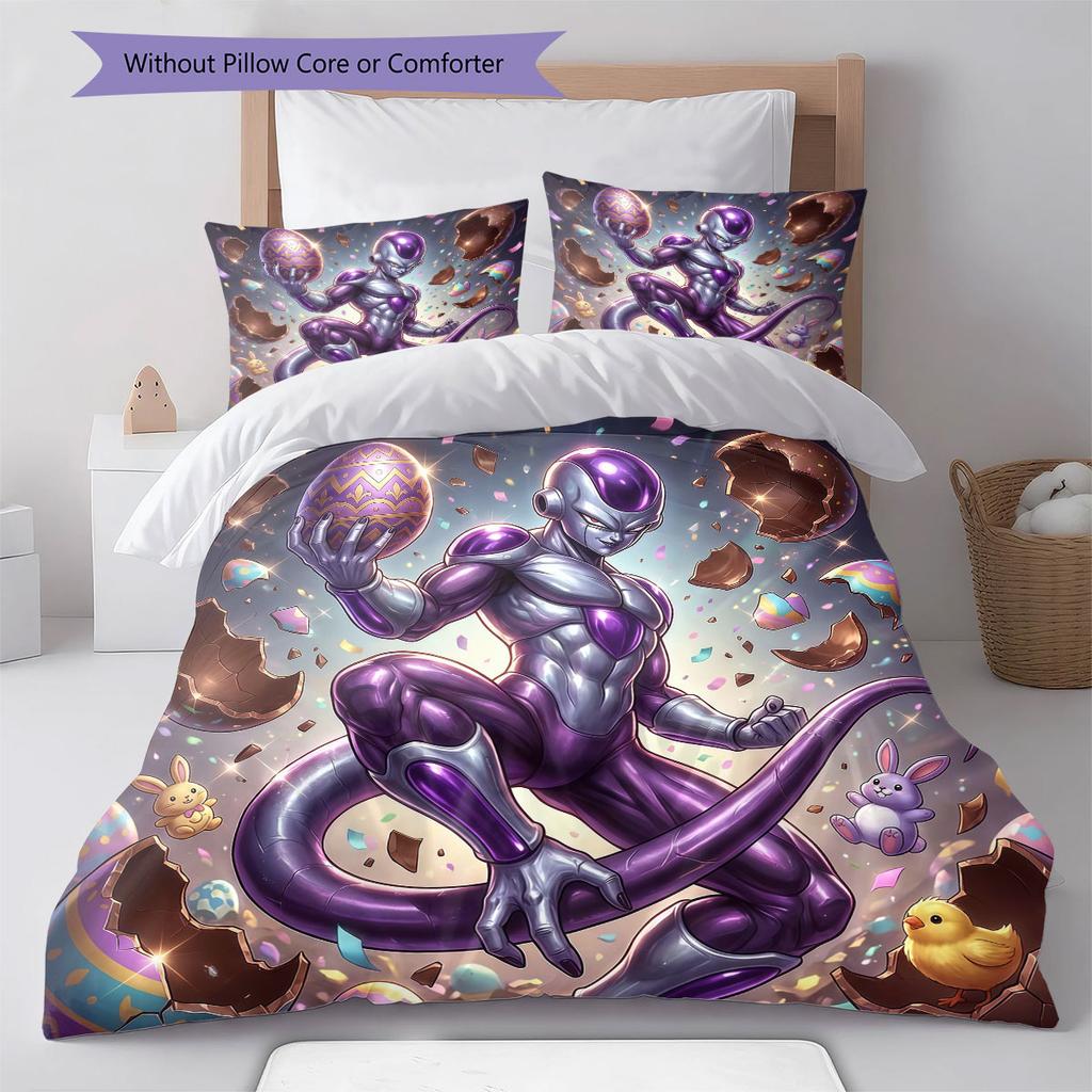Easter Frieza Pattern Bedding Quilt Set Quilt Cover Pillowcase Home Decoration Birthday Gift (1 * duvet cover + 2 * pillowcase, without core)
