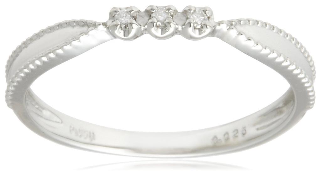 Haute platine Platinum 950 Ring with Diamonds Japanese Size pureté Three-Stone 0.025ct (r-hhek-di, 8)