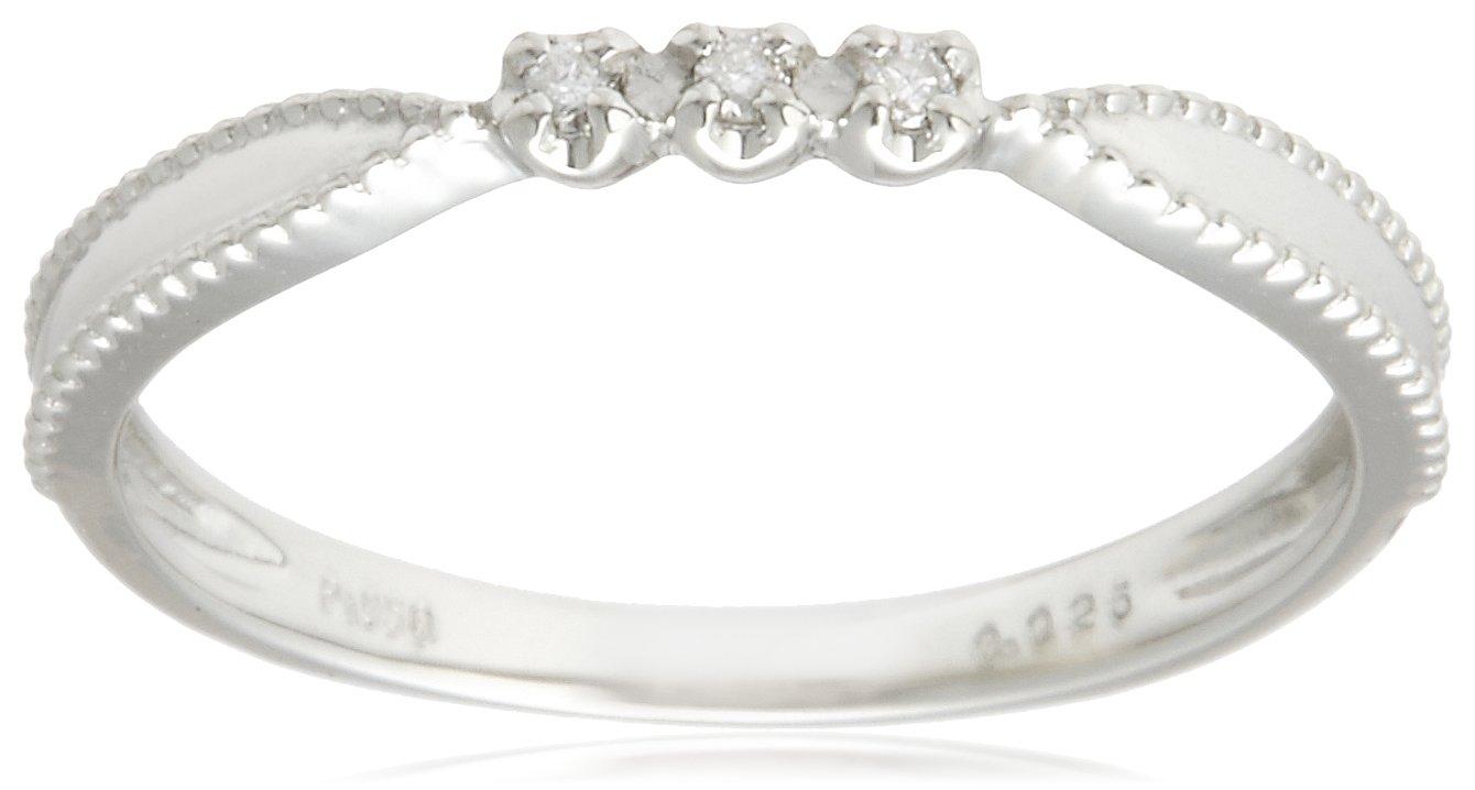 

Haute platine Platinum 950 Ring with Diamonds Japanese Size pureté Three-Stone 0.025ct (r-hhek-di, 8)