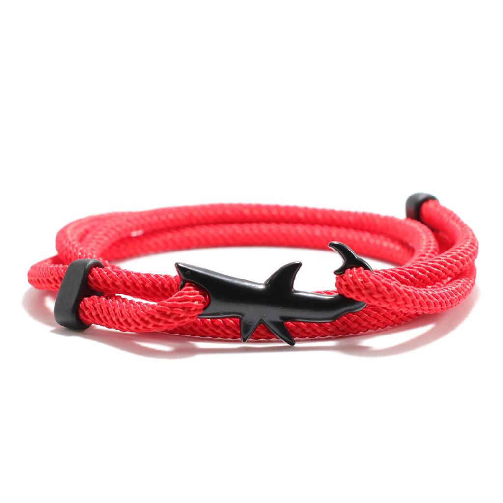Sea Animal Shark Bracelet Men Women Multilayer Adjustable Survival Braclet Beach Jewelry Gift For Lover Good Luck Red Braslet