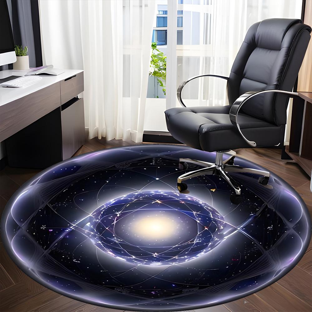 1 st Kosmisk sfärmatta för kontor, Halkfri, Rund matta, Mjuk & Bekväm, Matta för kontor, Lätt rund golvmatta