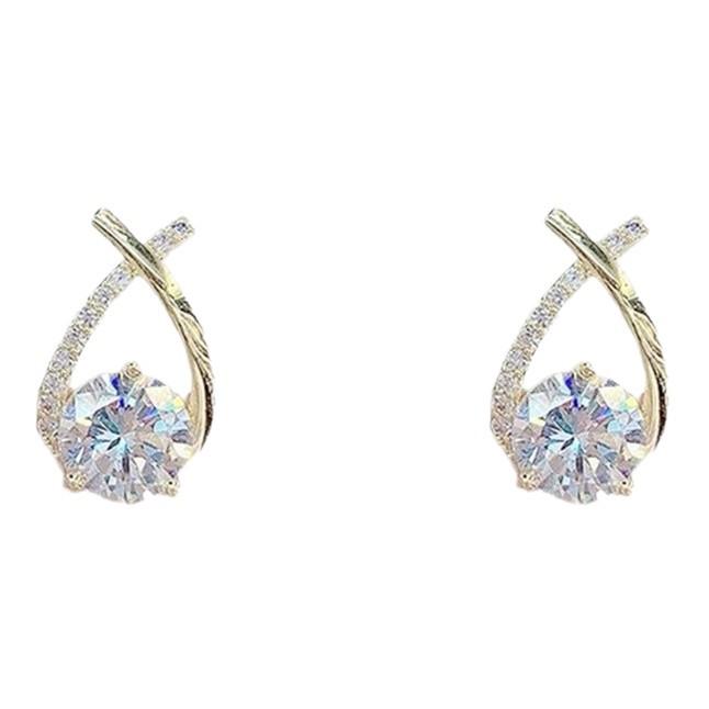 Exquisite diamond-set cross earrings, light luxury temperament, niche high-end design stud earrings.