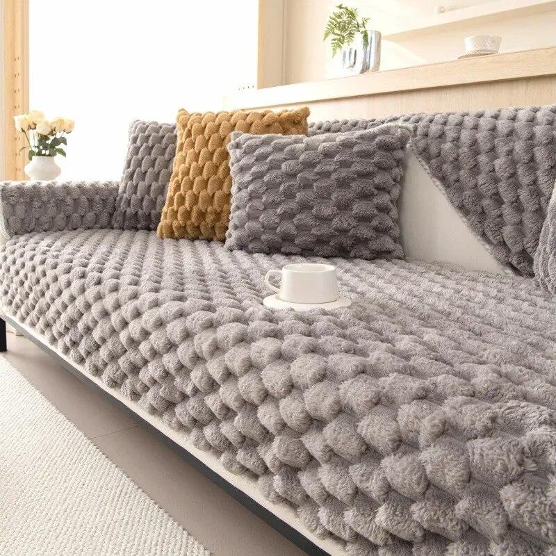 

Утолщенное плюшевое полотенце для дивана, скандинавский современный универсальный чехол для дивана, Нескользящие комбинированные чехлы для диванов, полотенце для дивана, гостиная, домашний декор 70*70cm