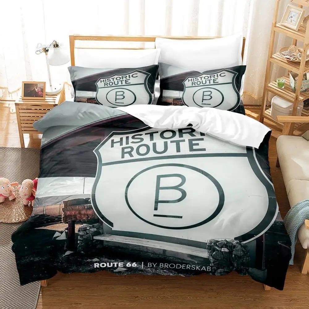 Route 66 3D print Bedding Set Duvet Cover Pillowcase Gift for Student boy Adult 2/3pcs set Single/Double/Queen Large Size