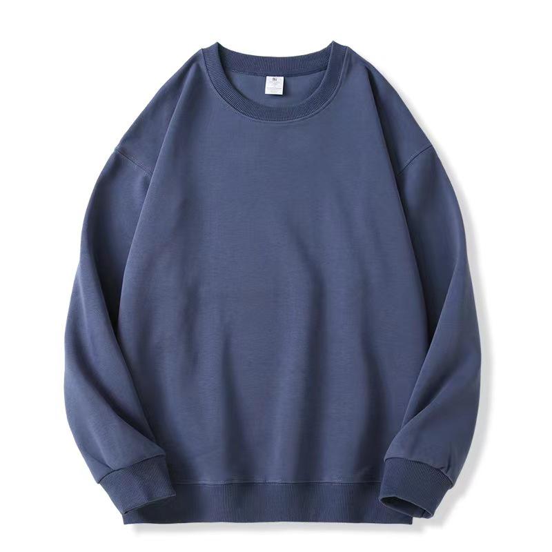 Pure White Heavyweight Cotton Pullover Sweatshirt - Round Neck, Korean Style