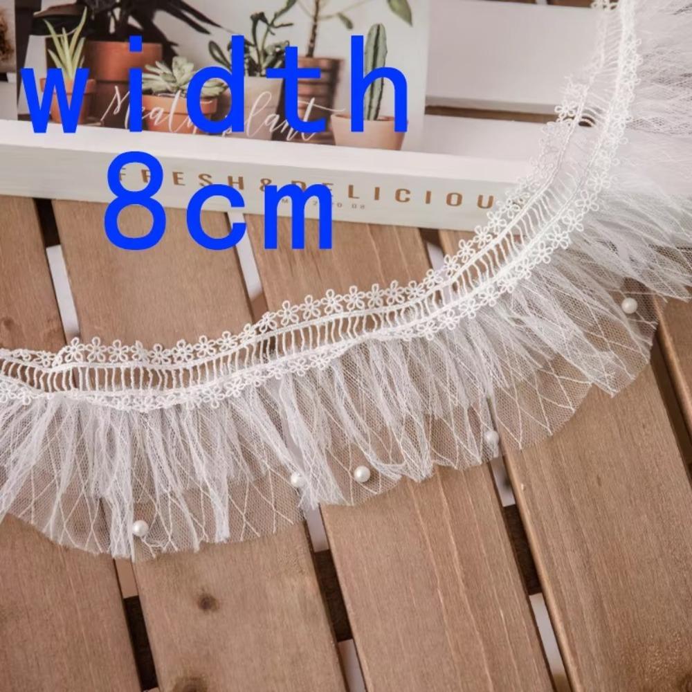 

Sewing Supplies Pearl Eyelash Lace Fabric Embroidery White Lace Ribbon Decorative Trim L