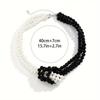 Black White Imitation Pearl Patchwork Chain Necklace For Women Vintage Multilayer Bead French Choker Jewelry