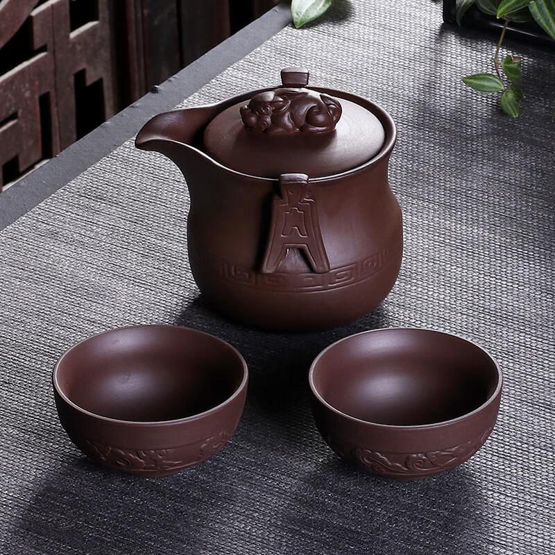 JANLA Vermilion Clay Zisha Pixiu Teapot Set