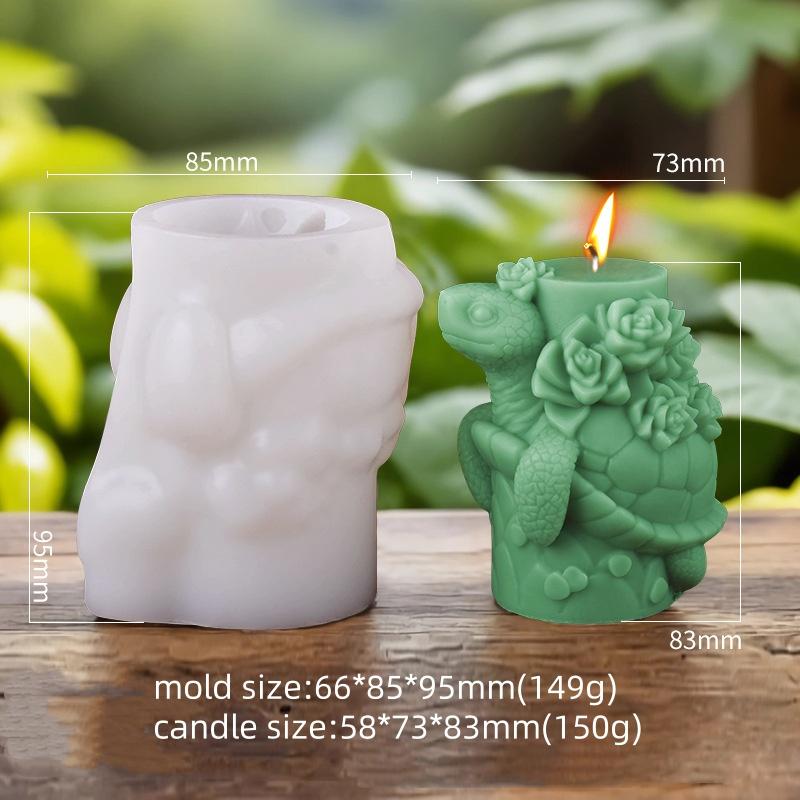 DIY Succulent Turtle Cylindrical Candle Silicone Mold Handmade Squirrel Relief Aromatherapy Gypsum Mold Desktop Decoration