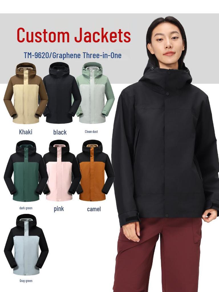 Custom Autumn/Winter Three-in-One Graphene Self-Heating Windbreaker with Embroidery