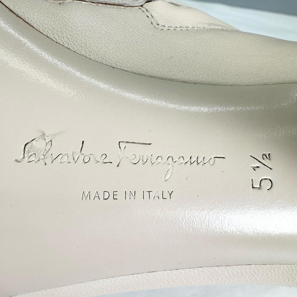 Excellent Salvatore Ferragamo Short Boots Gancini Side Zip Beige Women 5.5 Used