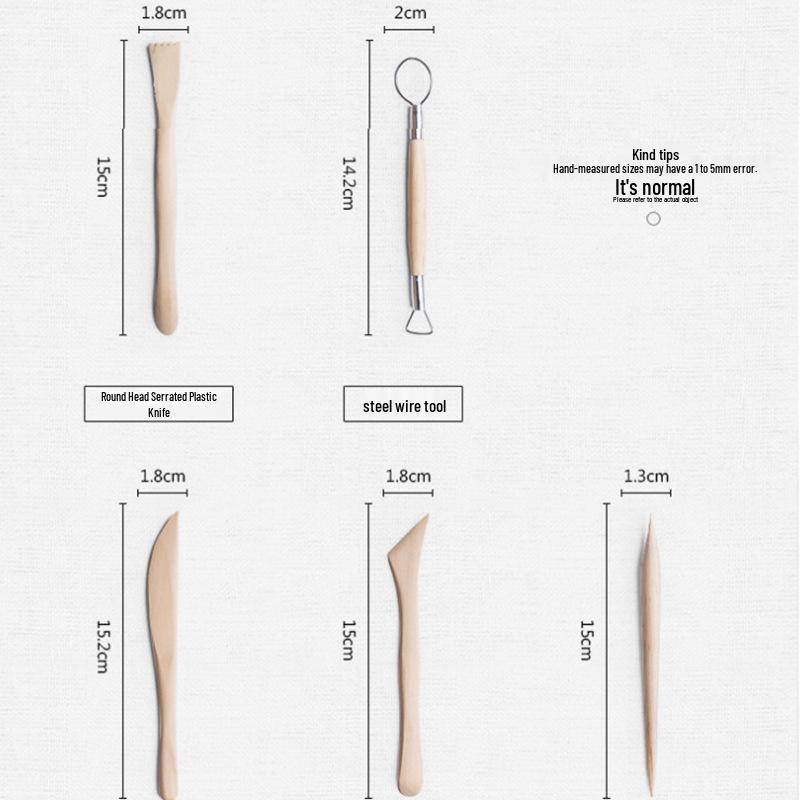 24-Piece Ceramic & Polymer Clay Sculpting Tool Set: Modeling Knives, Ball Rods, Wheel Throw Tools & More