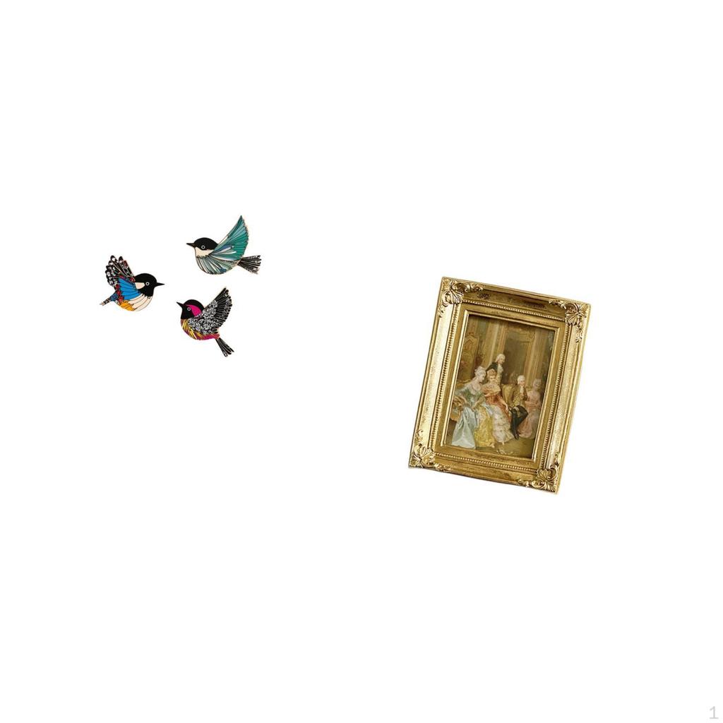 Wooden Bird Wall Art And Resin Photo Frame Card Display Holder for Garden Study Room Farmhouse