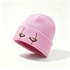 Women S Anime Eye Embroidered Folded Edge Knit Beanie Street Style Warm Winter Hat