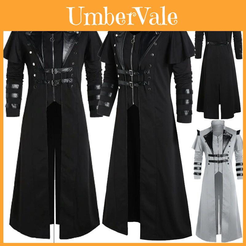 Retro Long Woolen Coat With Split Design For Stage Plays And Fashion Shoots