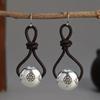 Delicate Flower Round Silver Color Earrings for Women Metal Inlaid Dangle Earrings Jewelry Trendy Female Gift