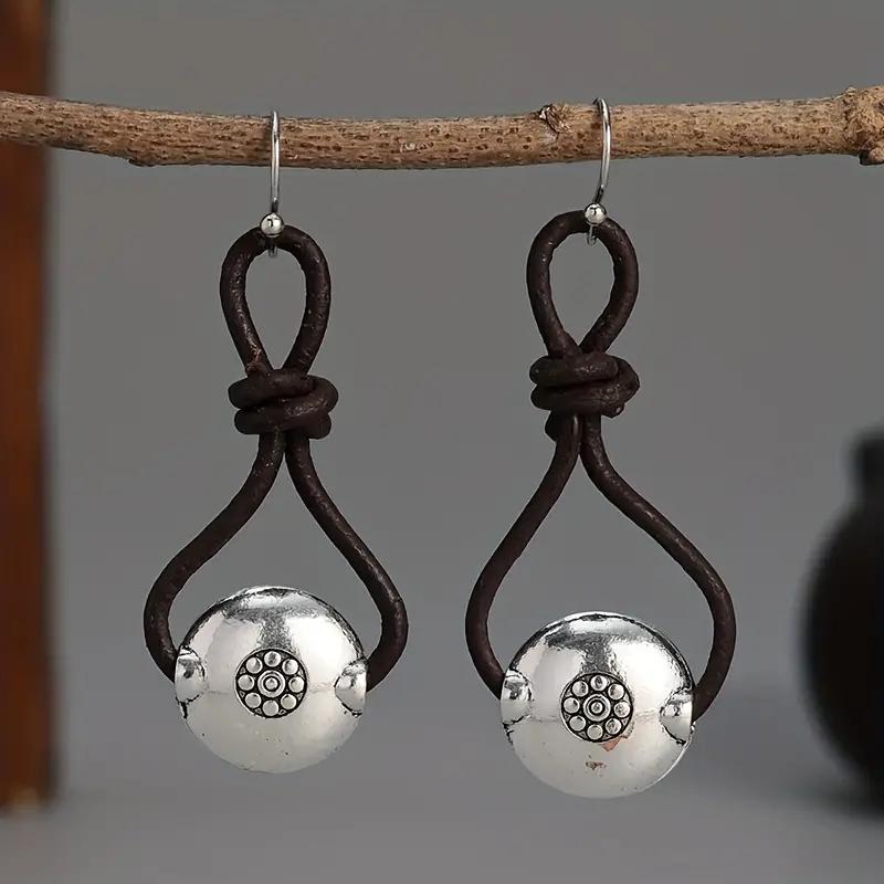 Delicate Flower Round Silver Color Earrings for Women Metal Inlaid Dangle Earrings Jewelry Trendy Female Gift