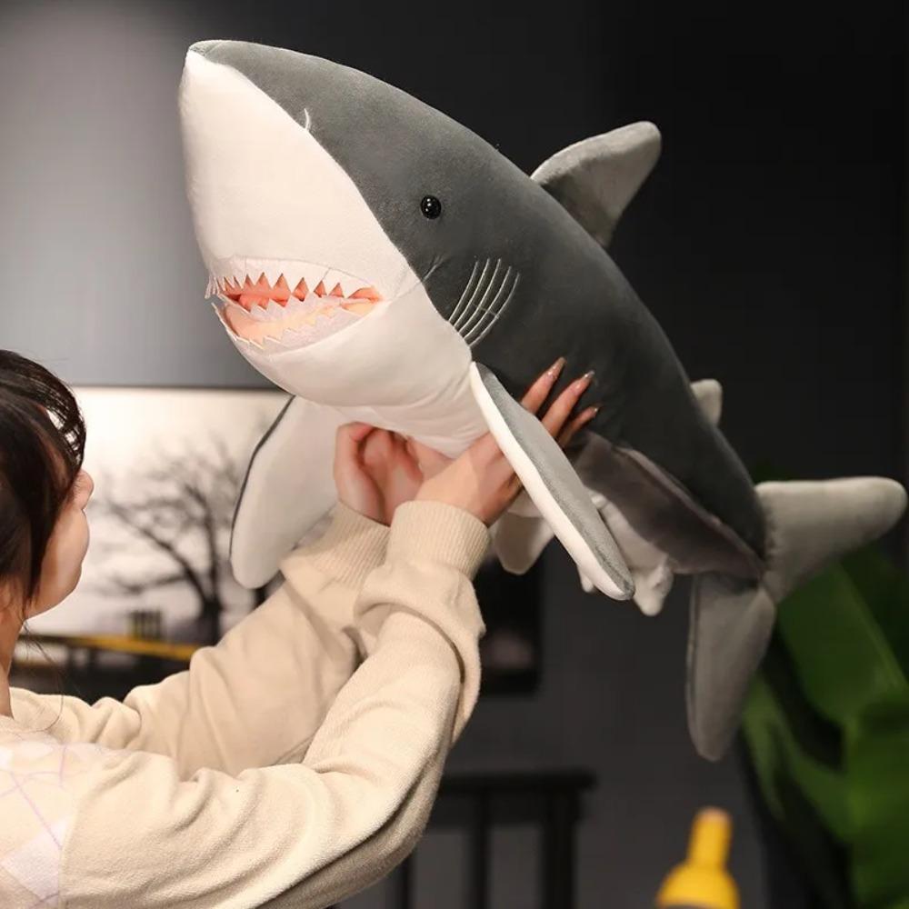 90cm Plush Giant Shark Toy Sea Fish Doll Animals Long Sleeping Pillow Cushion Stuffed Birthday Gifts For Boys Baby
