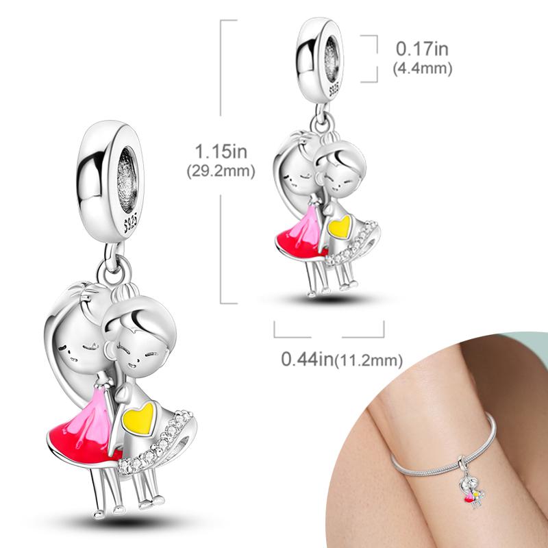 New 925 Silver Charms Bead Safety Chain Bead Fit Original Charms Bracelet Pendant Fine DIY Birthday Jewelry For Women