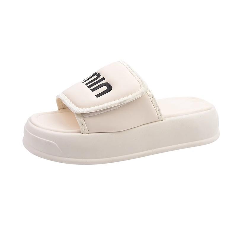 Thick-bottomed Cool Slippers for Summer Wear, New with Skirts, Super Fire Heightening Velcro One-word Slippers
