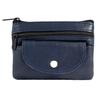 Keyring - EXCELLANC - Basic Unisex Model - Lambskin Leather - Dark Blue - 2 Zipped Compartments