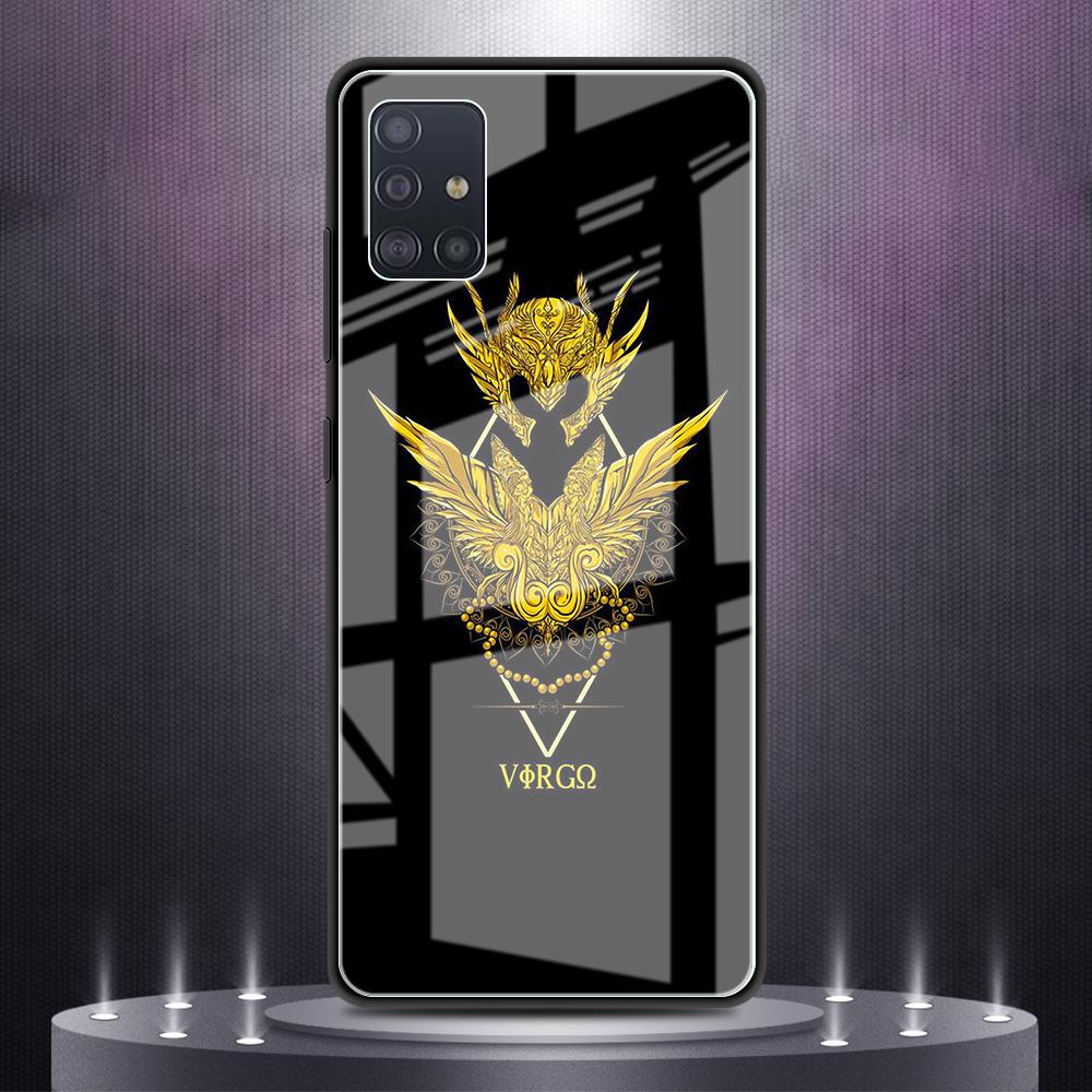 

Чехол из закаленного стекла для Samsung Galaxy A51 A50 A71 A70 A31 A21s A52 A40 A30 M51 M31 A91, роскошный чехол для телефона Saint Seiya с логотипом Samsung A91