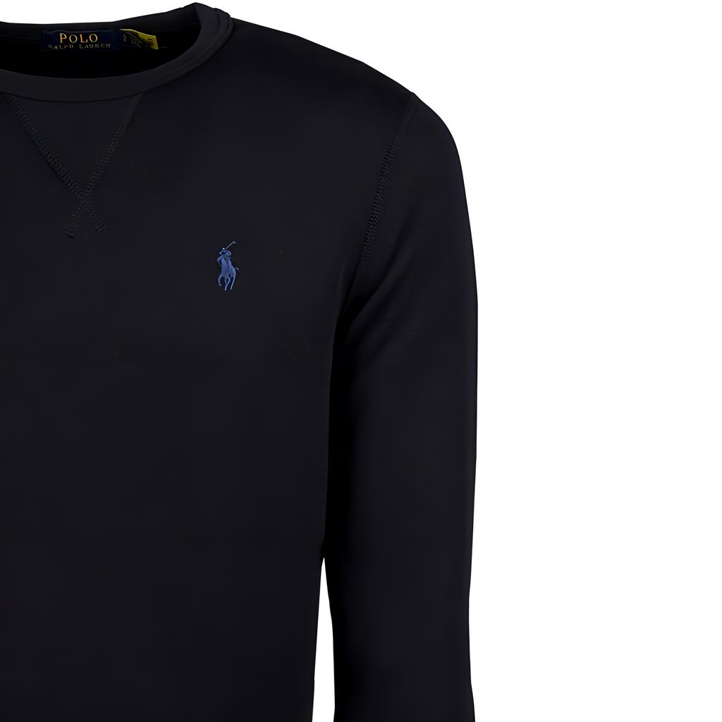 Polo Ralph Lauren Solid Color Double-Sided Knit Small Pony Logo Embroidered Crew Neck Long Sleeve Sweatshirt Men sweatshirt Black 710735064-009