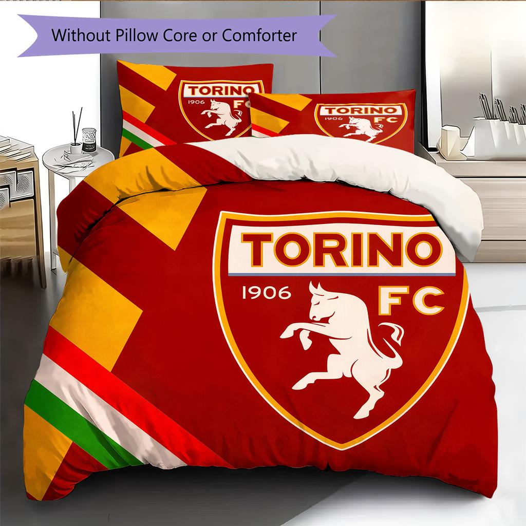 Fotbalový klub Torino Vzorovaná sada povlečení s přikrývkou Domácí dekorace Dárek (1 * povlak na peřinu + 2 * povlak na polštář bez jádra)