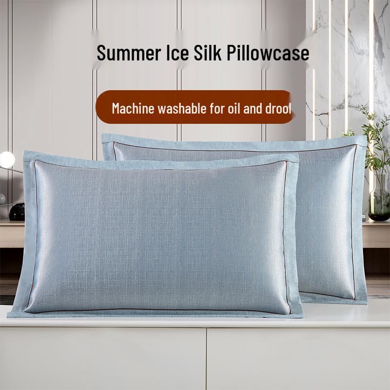 Cooling Ice Silk Summer Pillowcase, Machine Washable, Single Size