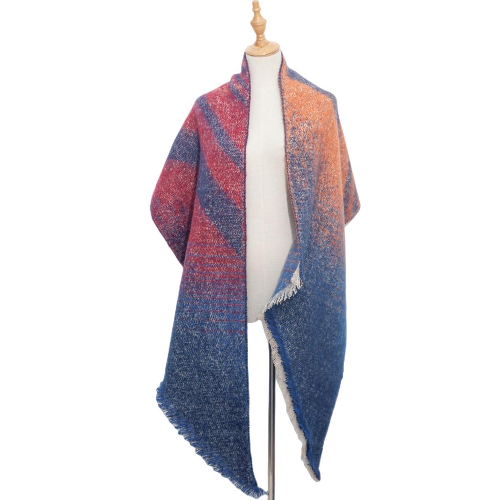 Women's Autumn Winter Thick Striped Star Print Scarf Warm Shawl