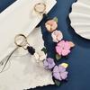 Lotus Flower Pu Leather Pendant Hanger Bag Pendant Multi-color Leather Keychain  Women