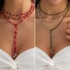 Bohemian Mixed Color Beaded Layered Necklace for Women Pearl Tassel Long Lariat Y-Shaped Choker Beach Vacation Party Jewelry