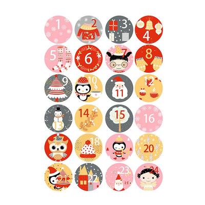 1 Sheet Christmas Advent Calendar Number Sticker Cookie Candy Gift Seal Label Paper Sticker Merry Xmas Decoration New Year