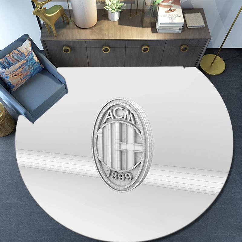 Associazione Calcio Milan2 Round Area Rug,Carpet Rug for Living Room Bedroom Sofa Playroom Decor,Non-slip Floor Mat