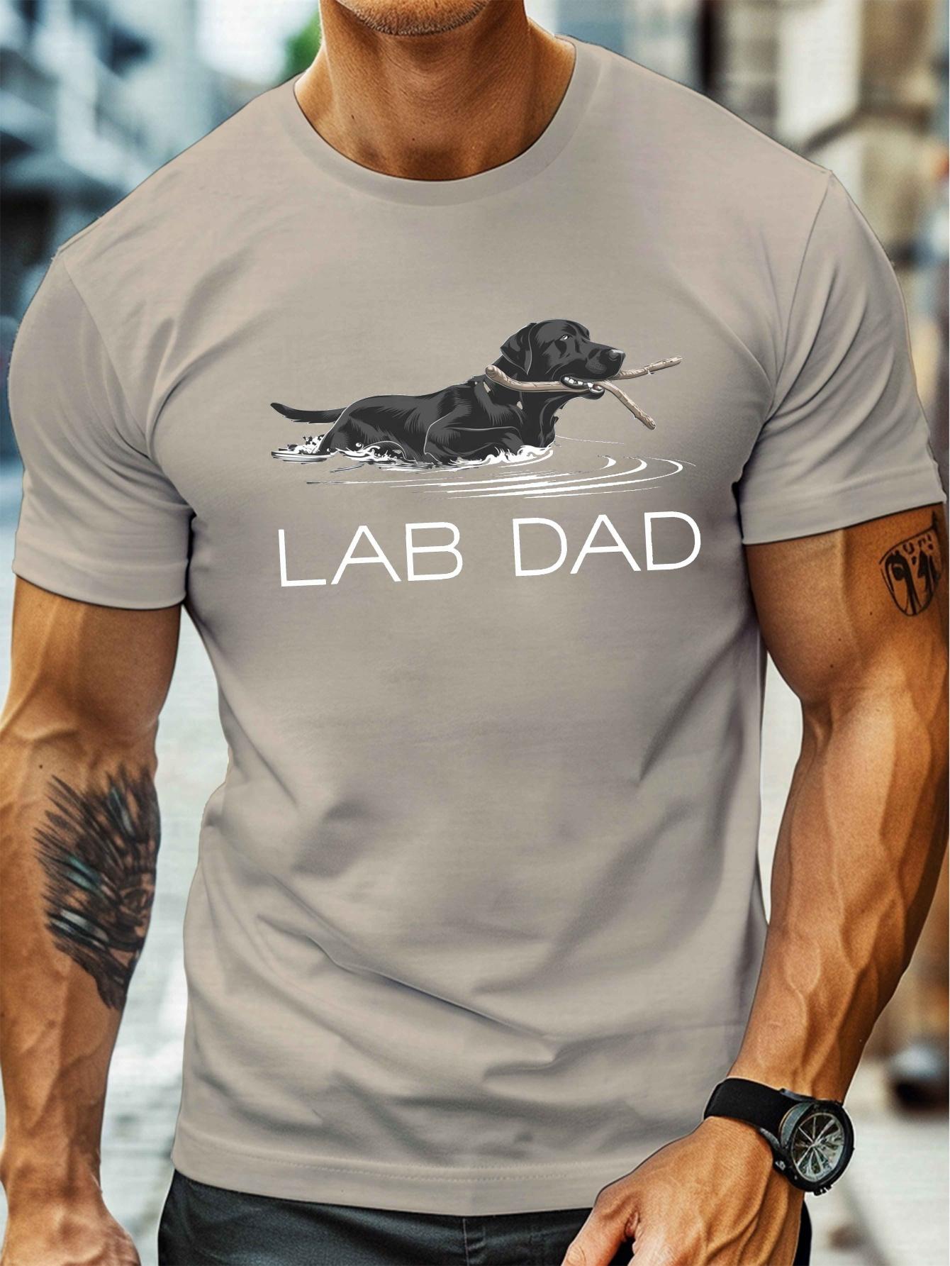 ZX Summer Hot Selling Collar Short Sleeved Tshirt with Swimming Labrador Design Suitable for Summer Dog Dad Tshirt L