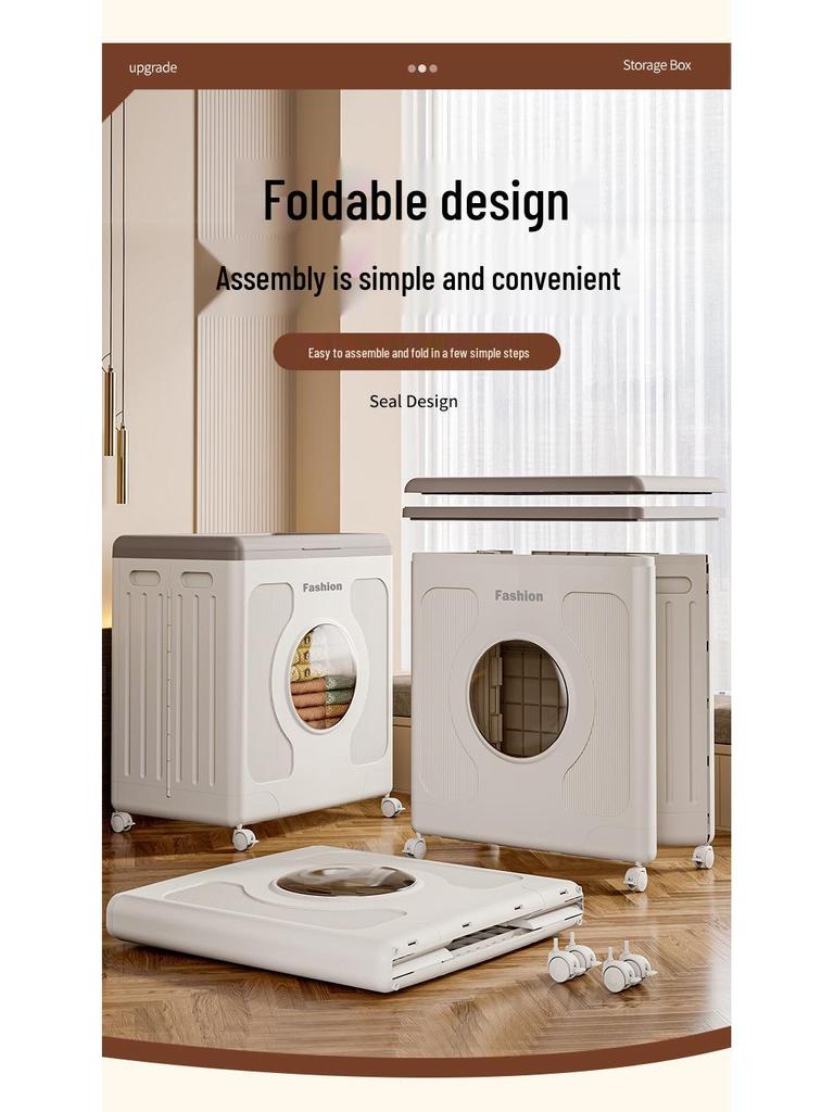 Flip-Top Clothes Storage Box with Wheels - Large Capacity Organizer for Clothing, Toys, Quilts, and Miscellaneous Items